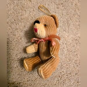 Brown Corduroy Teddy Bear Adjustable, Ornament, Vintage